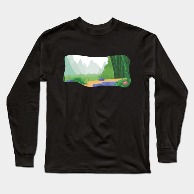 Background Chinese Bamboo Forest Asian Long Sleeve T-Shirt by Asykar